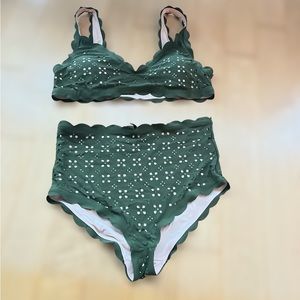 J.Crew Lazer Cut with Scallop Detail High Waisted Bikini